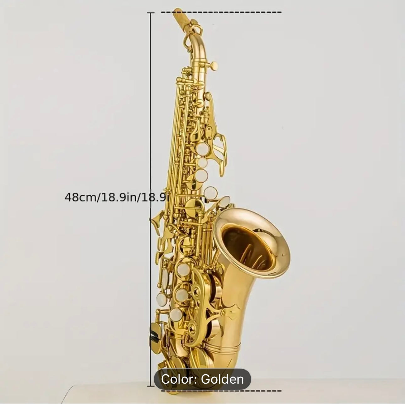 Professional Curved Soprano Saxophone – Bb Key, Gold Finish,