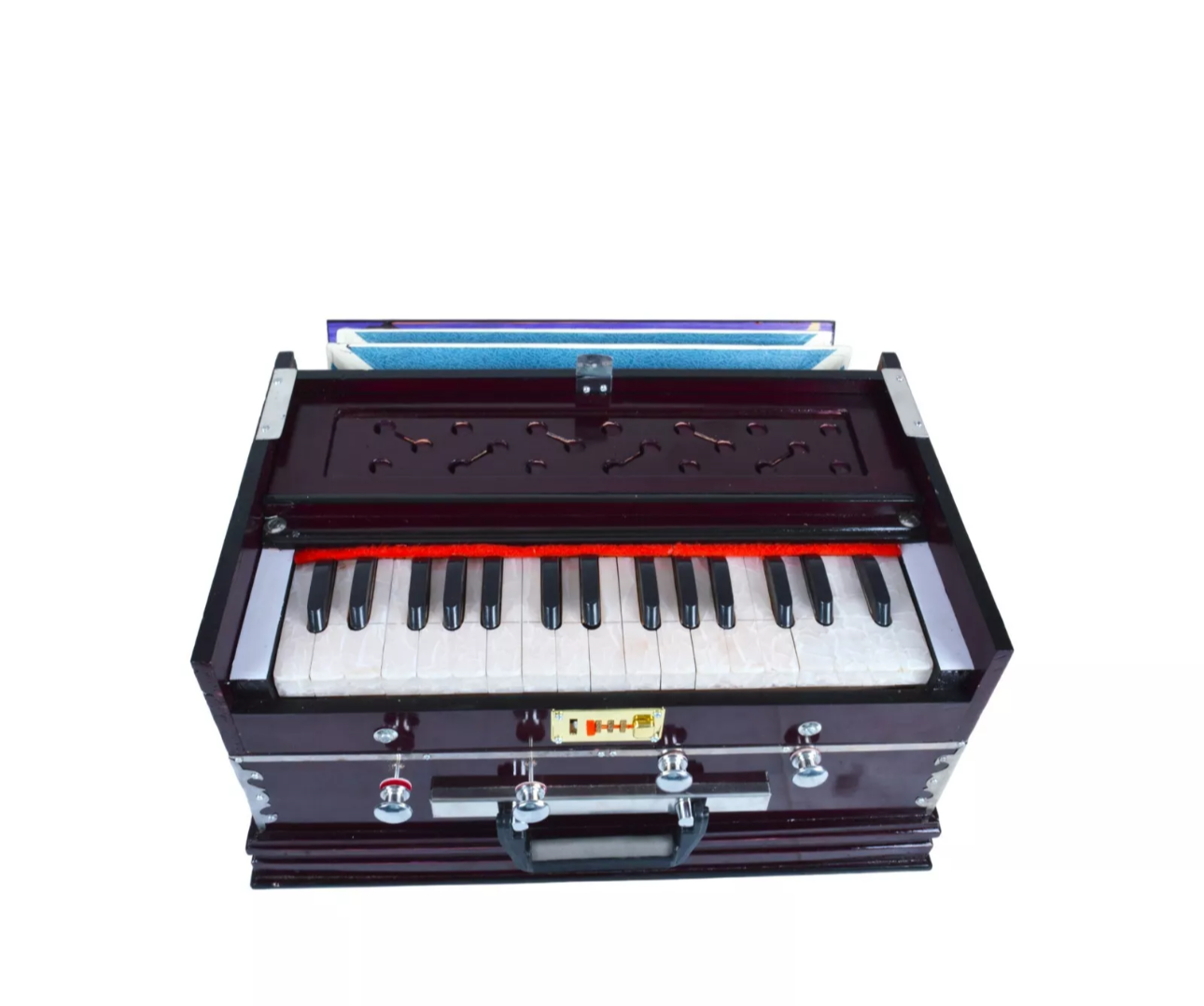 Indian Harmonium – 32 Keys, 4 Stoppers, Double Reed Kail Wood – Traditional Musical Instrument for Classical & Devotional Music