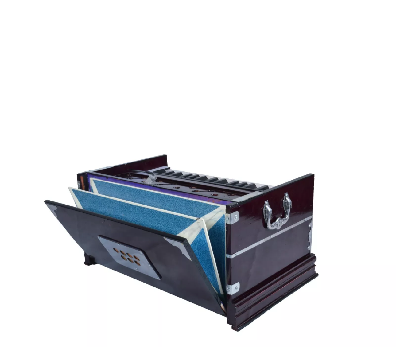 Indian Harmonium – 32 Keys, 4 Stoppers, Double Reed Kail Wood – Traditional Musical Instrument for Classical & Devotional Music