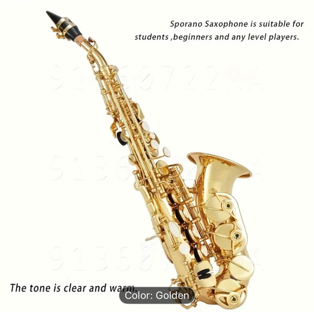 Professional Curved Soprano Saxophone – Bb Key, Gold Finish,