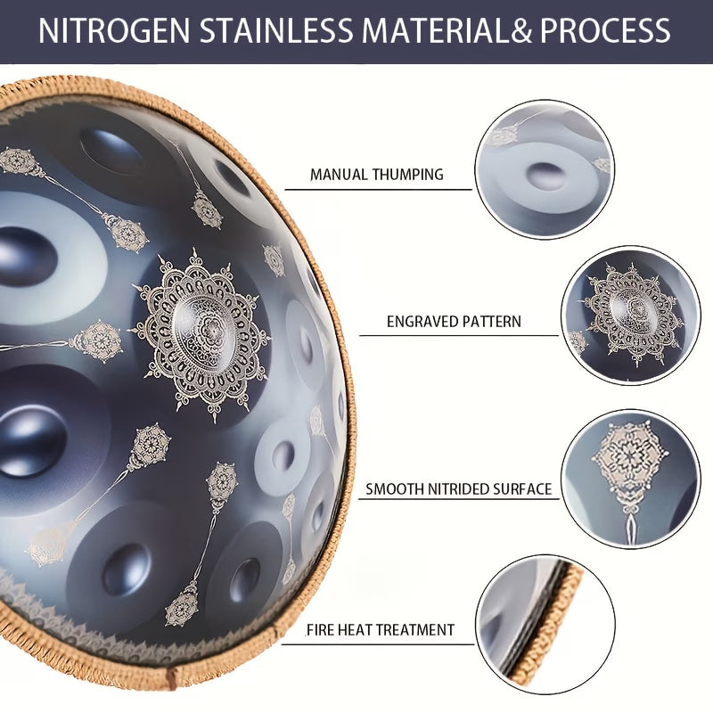 22-Inch D Minor 432Hz Handpan Drum | Sound Healing & Yoga Instrument Kit This title puts the primary keyword first and includes key differentiators like the specific scale (D Minor), frequency (432Hz), and primary use cases (sound healing and yoga).