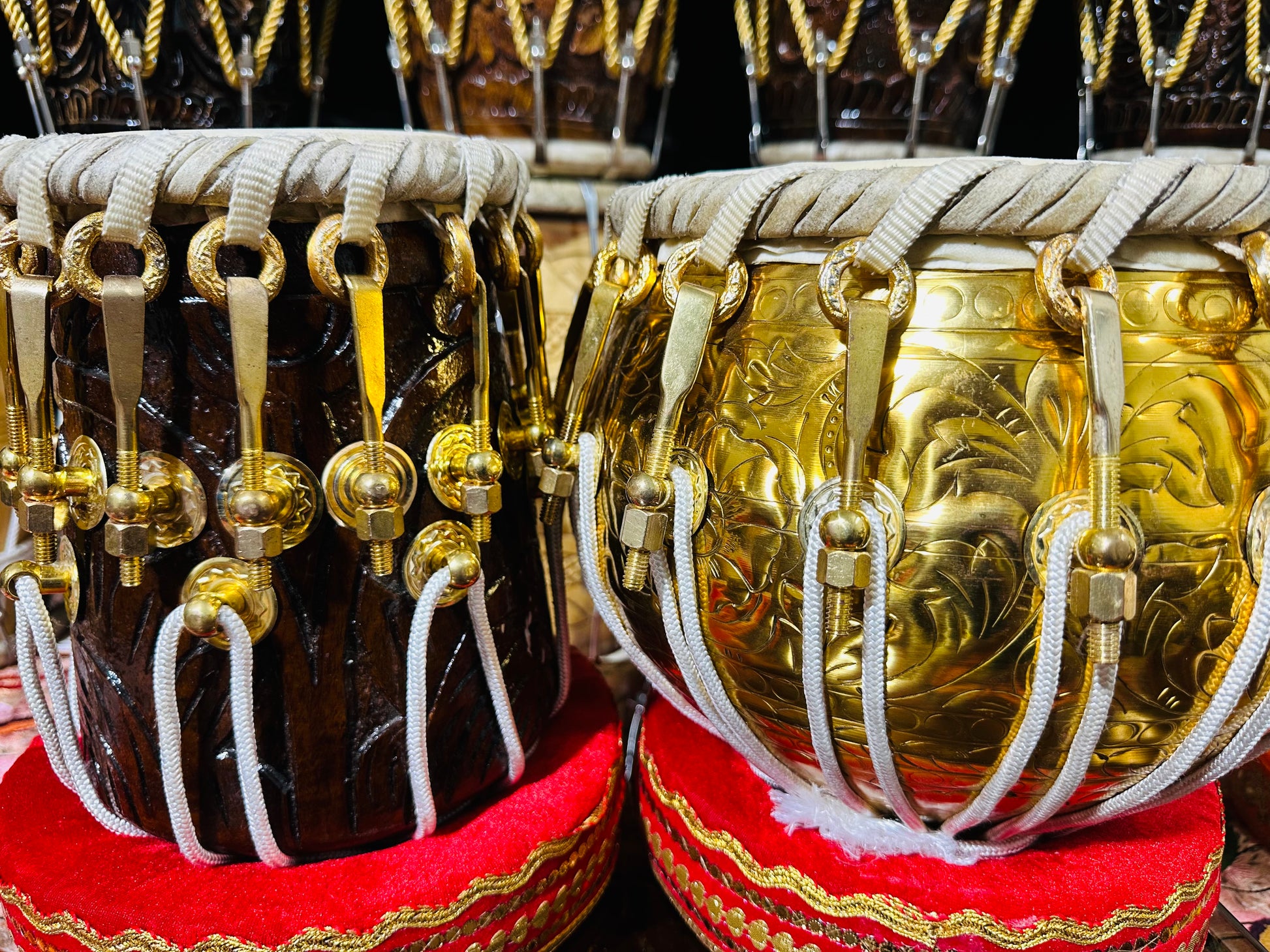 Golden 6.4kg Copper Bayan + 5.75" C#/D Red SheeshAM TABLA