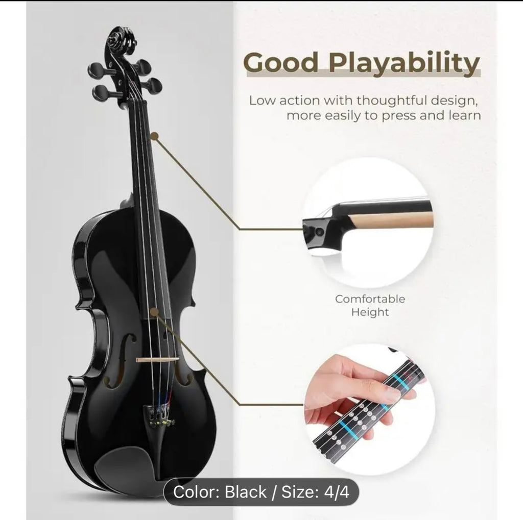 4/4 Full Size Acoustic Violin Set – Beginner Student Violin with Case,