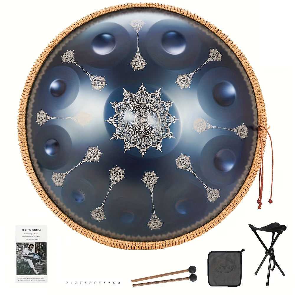 432Hz Handpan Drum 22" 9 Notes D Minor Steel Hand Pan Instrument & Accessory Kit