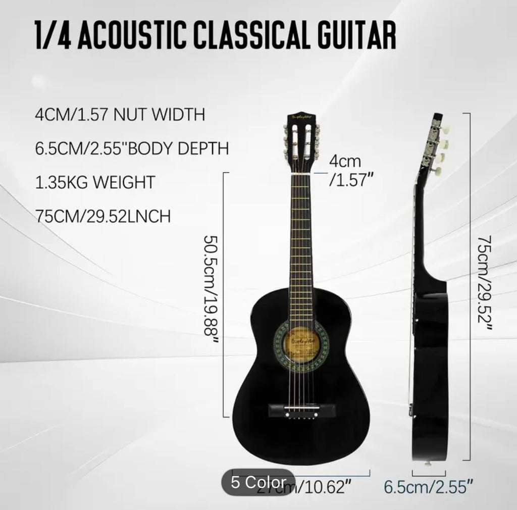 Display4top 1/4 Size Acoustic Guitar – 30” Classic Beginner Guitar for Kids, Students & Music Lovers