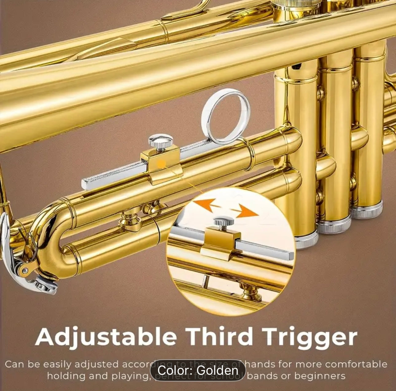 Professional Bb Trumpet – Brass Portable Trumpet with Carry Bag & Cleaning Kit