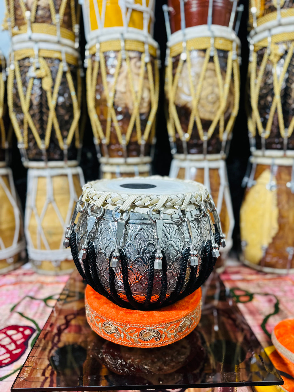 Premium Heavyweight silver designer Brass Tabla Bayan/Dagga