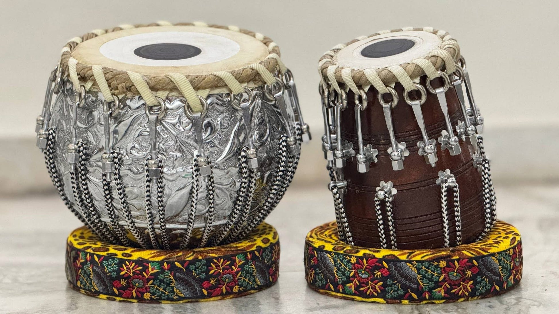 Handcrafted Brass Bayan & Wooden Dayan Tabla Set | Professional Indian Drums