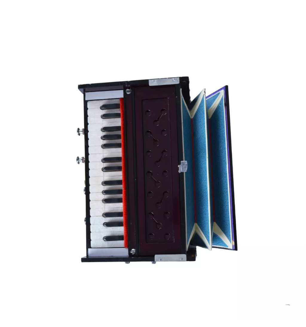 Indian Harmonium – 32 Keys, 4 Stoppers, Double Reed Kail Wood – Traditional Musical Instrument for Classical & Devotional Music