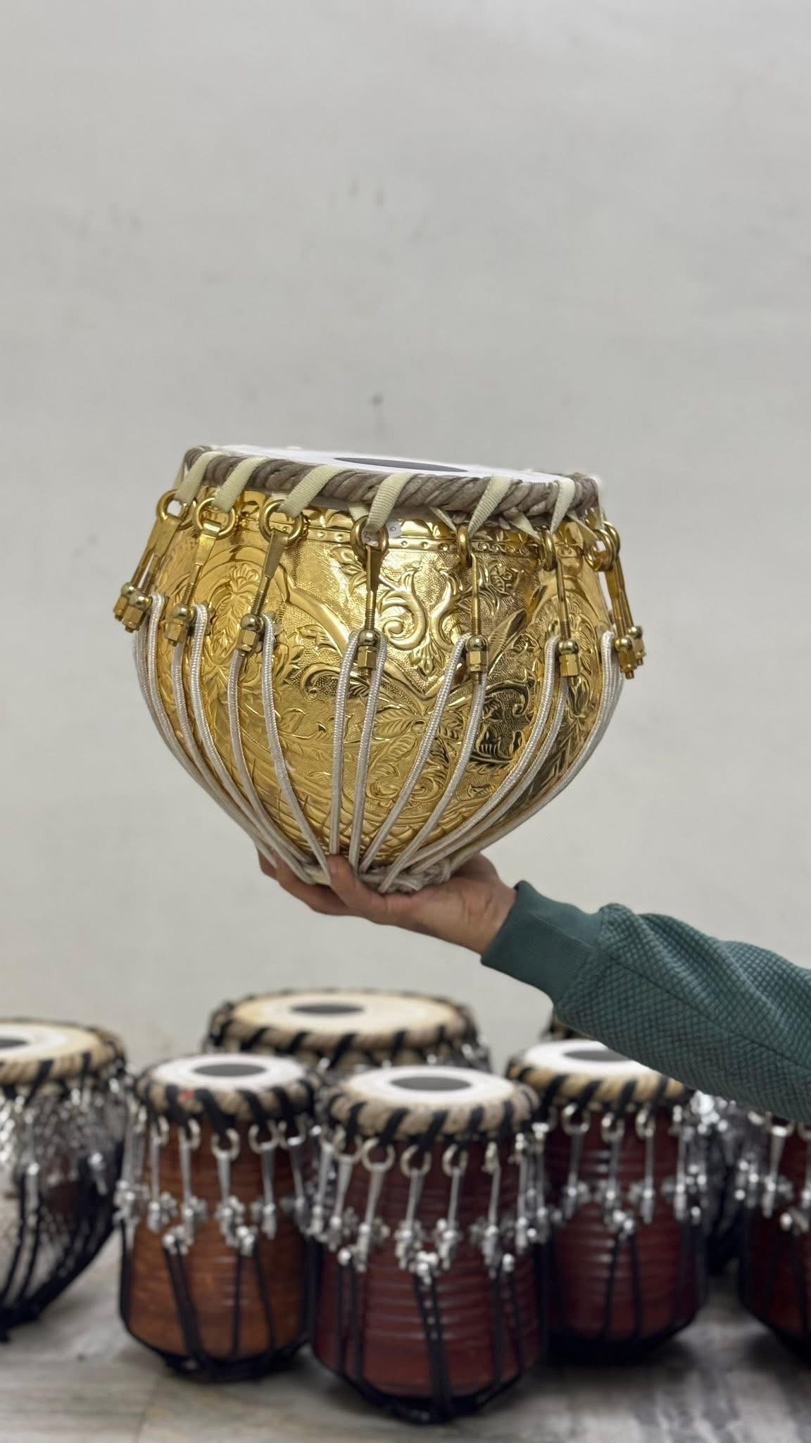 Professional premium Tabla Set – Engraved Brass Bayan & Wooden Dayan – Indian Classical Drum