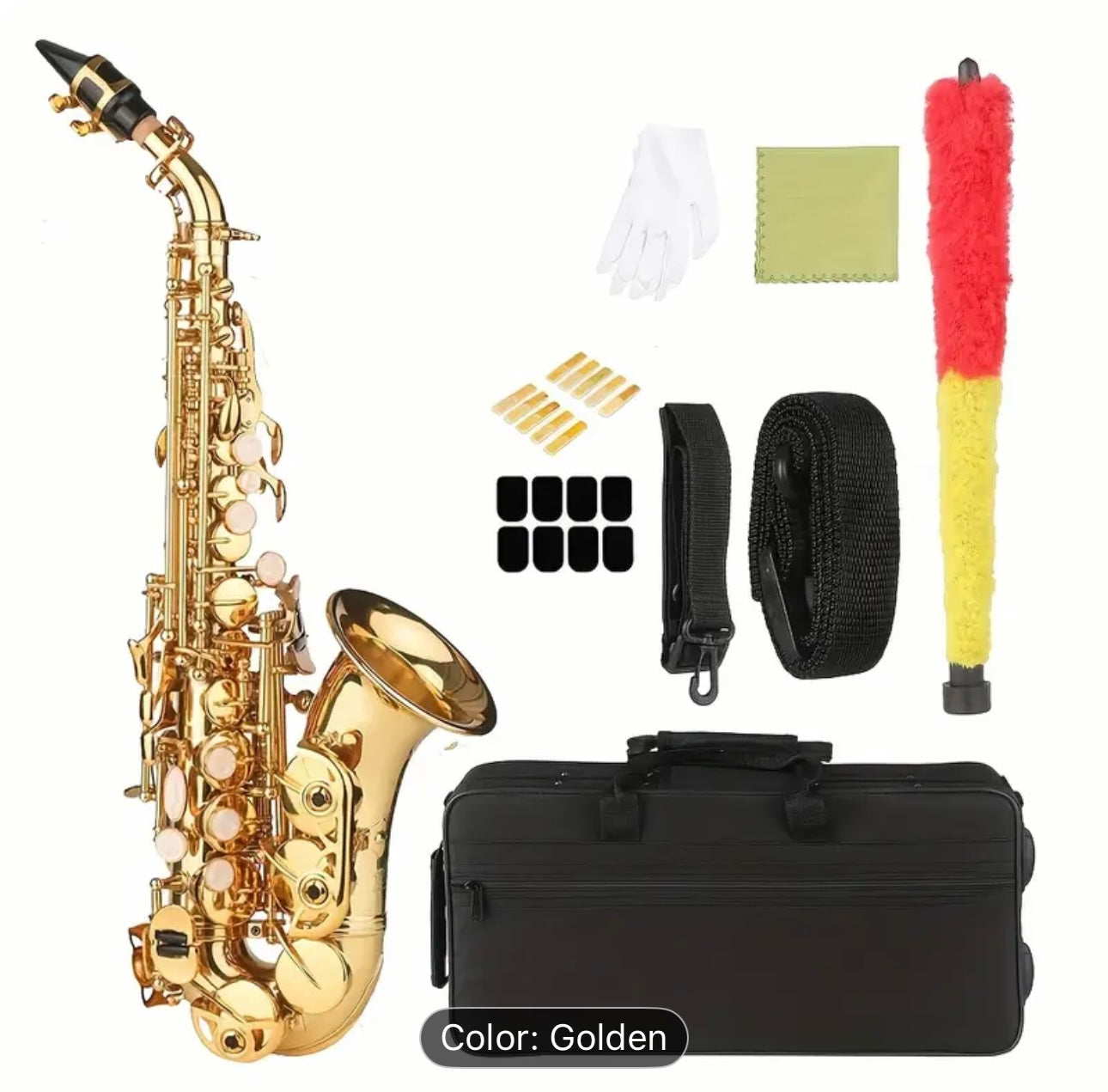 Professional Curved Soprano Saxophone – Bb Key, Gold Finish,