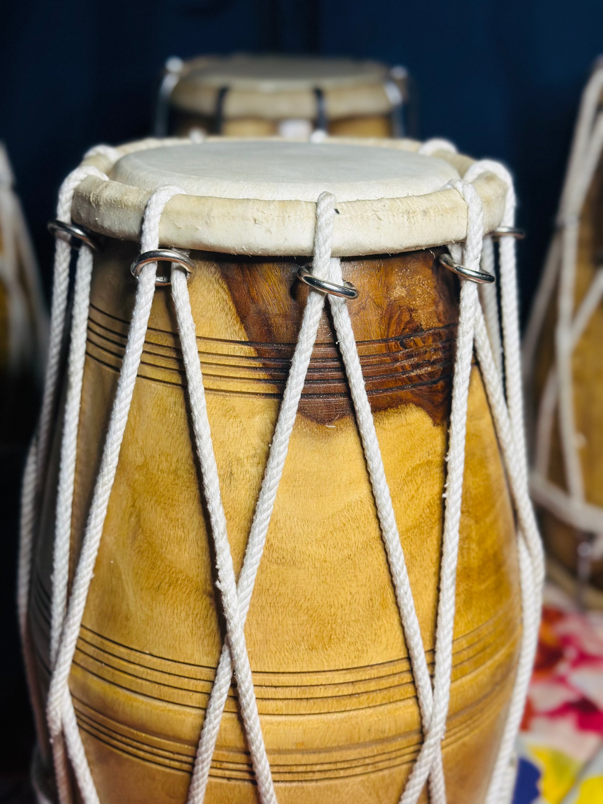 High-Quality Handmade Wooden Dholak | Natural Finish | Professional Folk Drum
