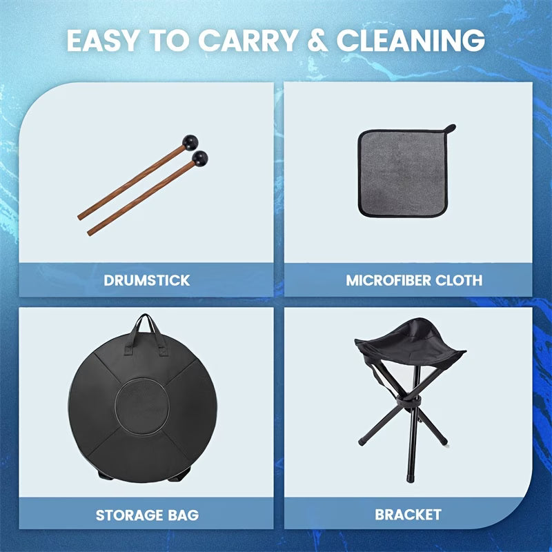 22-Inch D Minor 432Hz Handpan Drum | Sound Healing & Yoga Instrument Kit This title puts the primary keyword first and includes key differentiators like the specific scale (D Minor), frequency (432Hz), and primary use cases (sound healing and yoga).