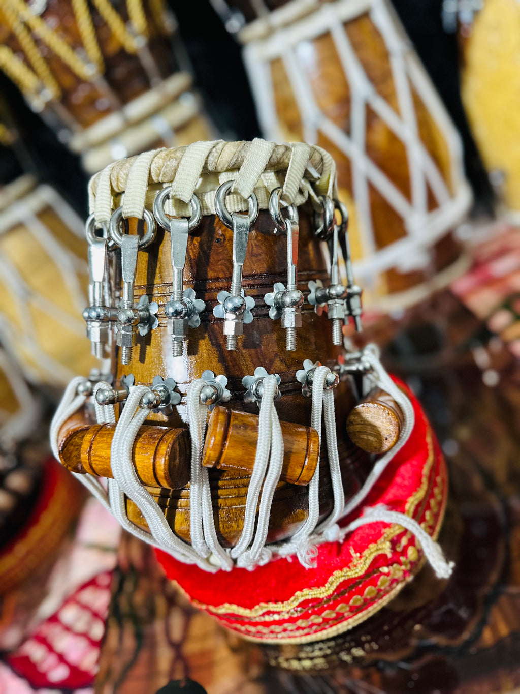 Professional Silver Engraved Tabla Set | Sheesham Wood Dayan & Brass Bayan