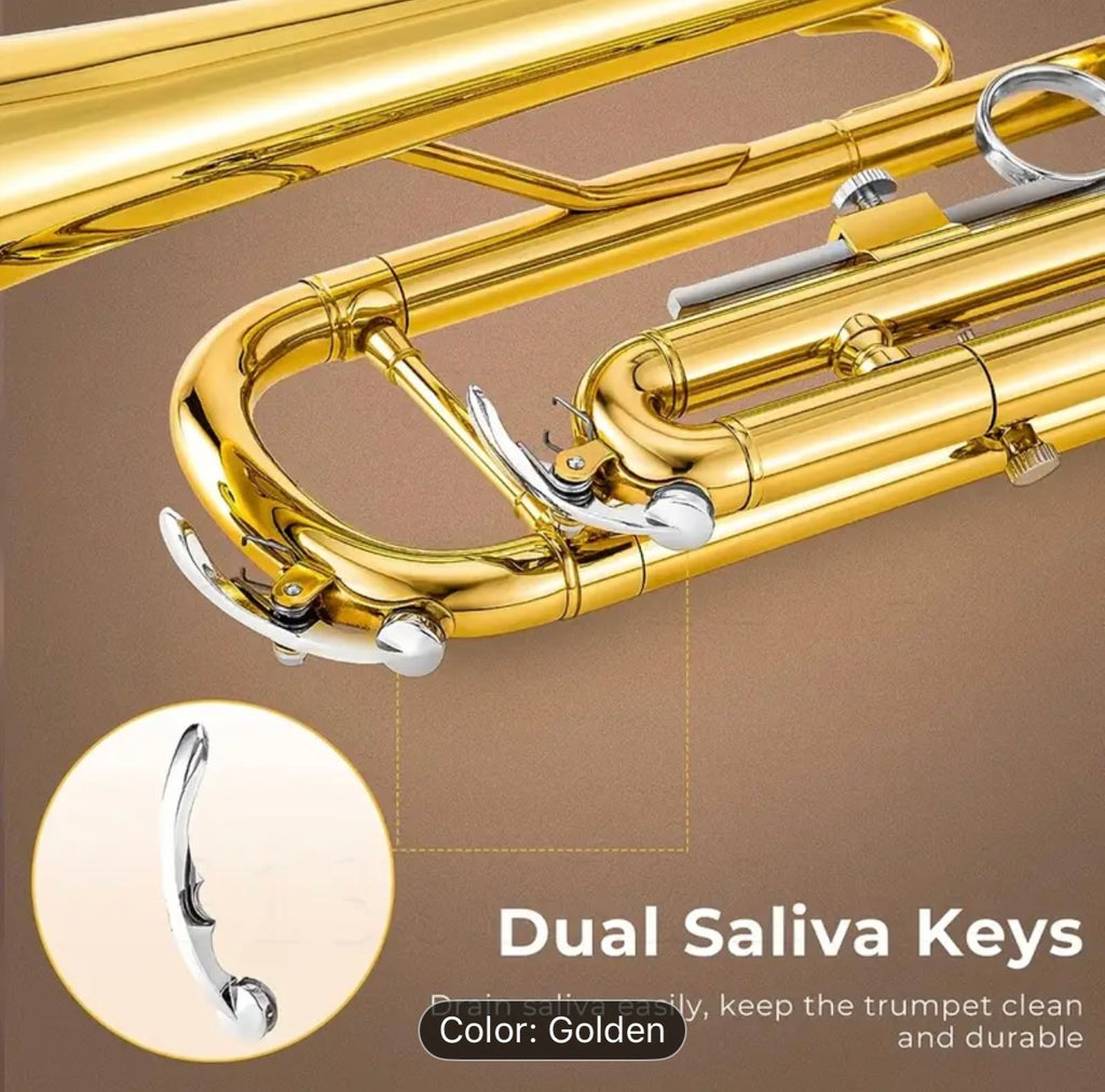 Professional Bb Trumpet – Brass Portable Trumpet with Carry Bag & Cleaning Kit