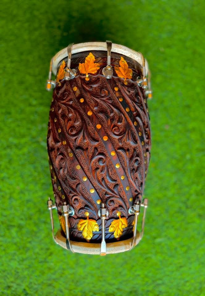 Hand Carved Premium Professional Dholak Drum – Indian Folk Percussion