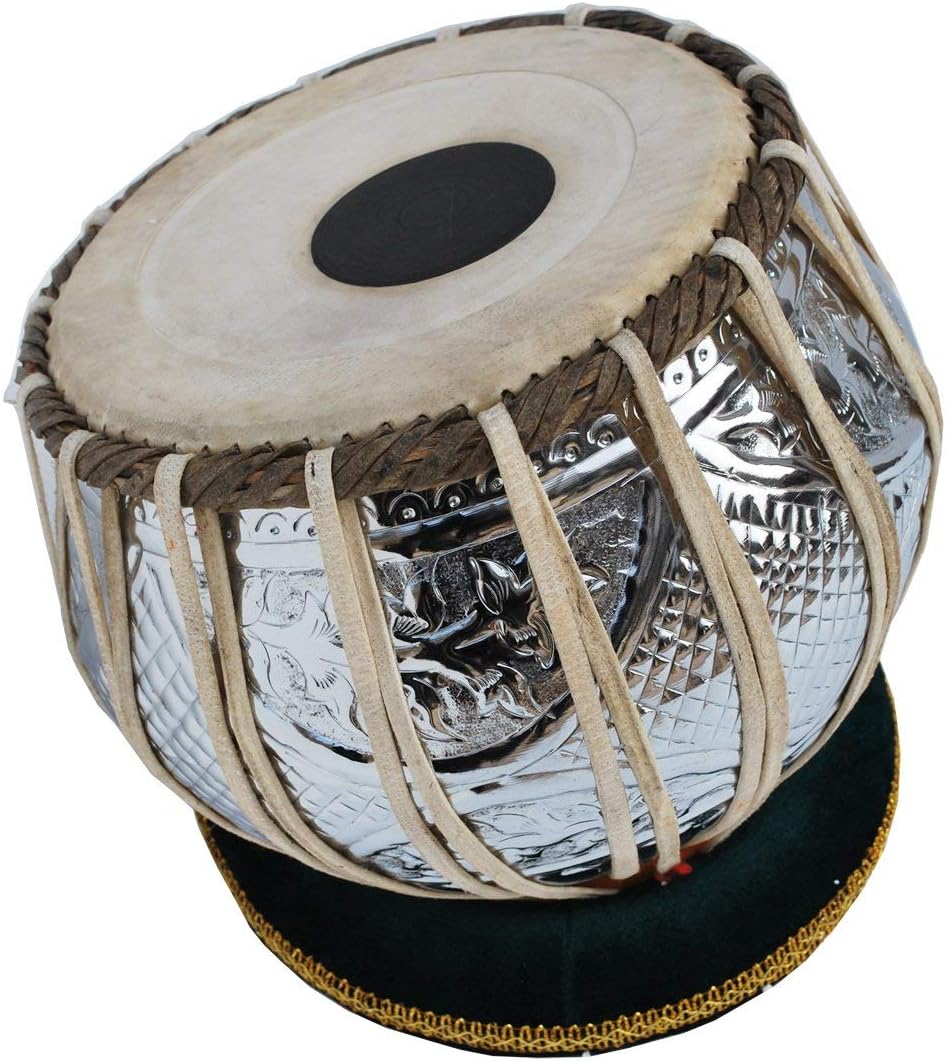 Tabla Set – 3Kg Designer Chromed Copper Bayan & Sheesham Wood Dayan