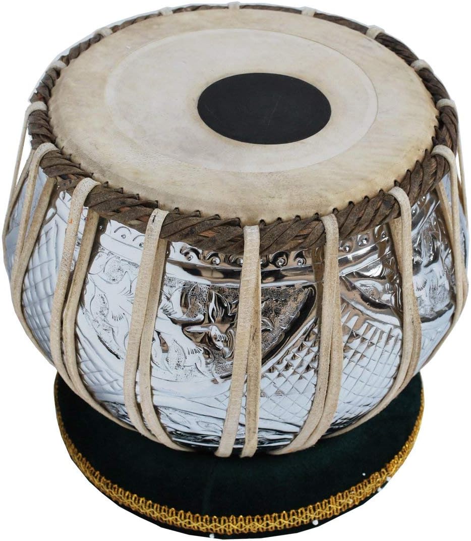 Tabla Set – 3Kg Designer Chromed Copper Bayan & Sheesham Wood Dayan