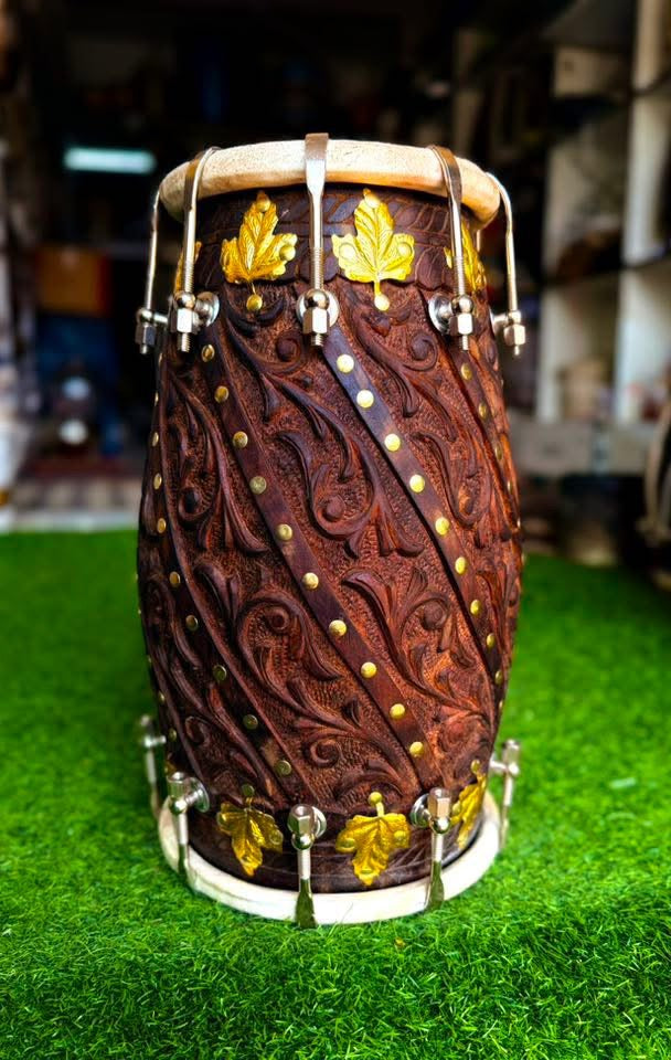 Hand Carved Premium Professional Dholak Drum – Indian Folk Percussion