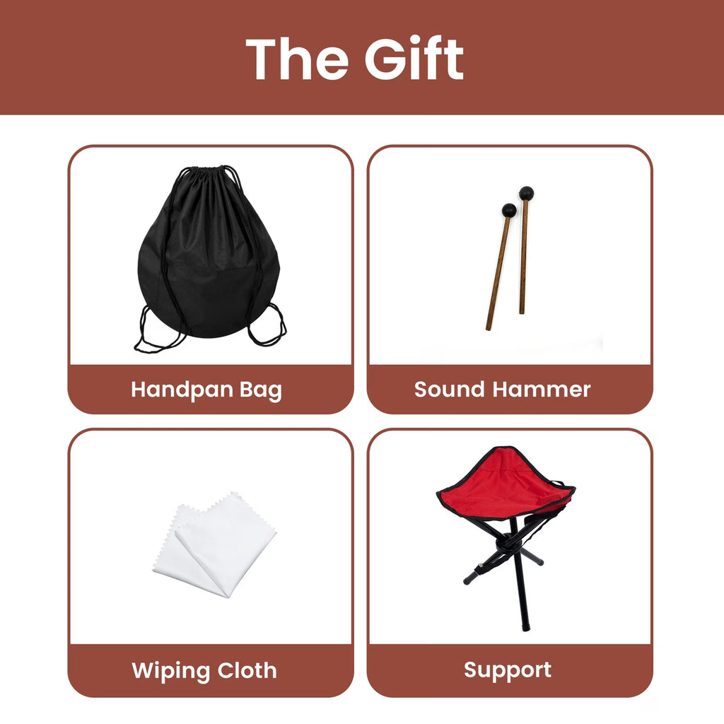 Mandala Handpan Drum D Kurd 10 Note 22in 432 Hz Steel Percussion w/ Bag & Stand