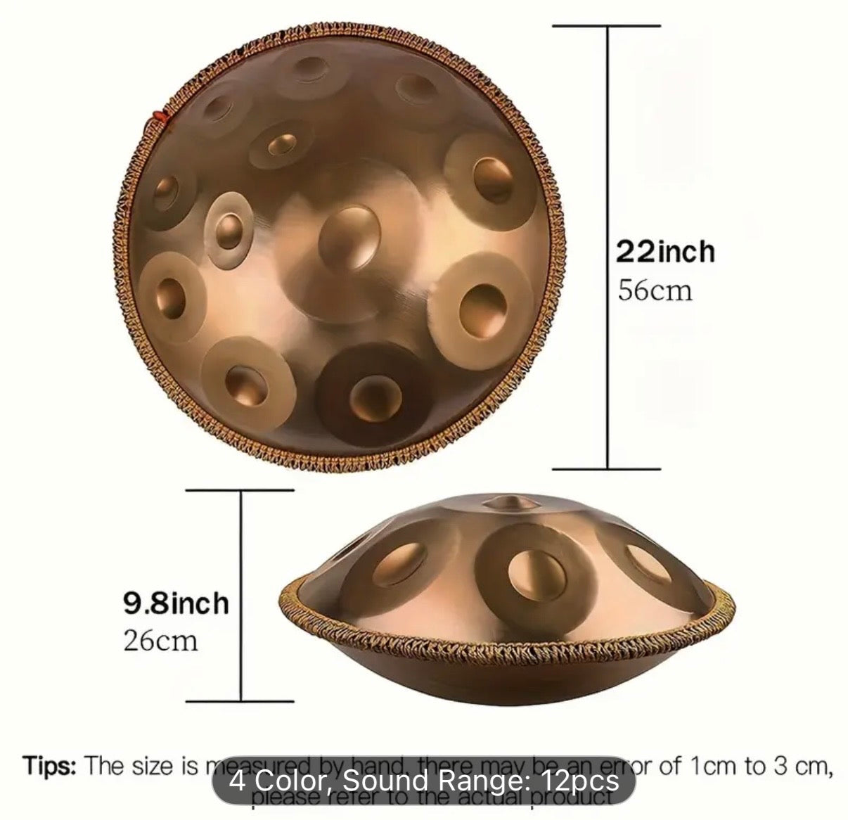 432Hz 12-Note Handpan Drum D Minor – Professional Steel Tongue Drum for Meditation, Yoga, Sound Healing, Relaxation | 22-Inch Set with Bag, Stand & Mallets