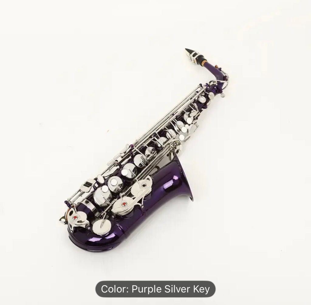 SLADE Red Middle Bass Saxophone – Purple & Golden Accents, Case & Accessories – Beginner/Professional Saxophone Set