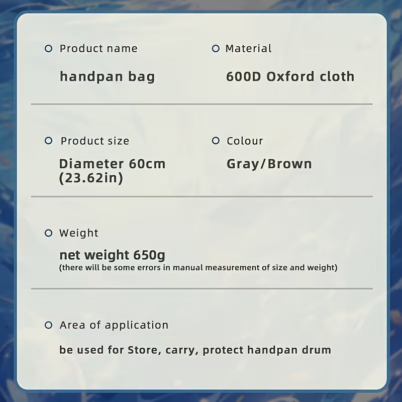 Handpan Drum Case Thickened Shockproof Gig Bag | Portable Shoulder Strap | Nylon