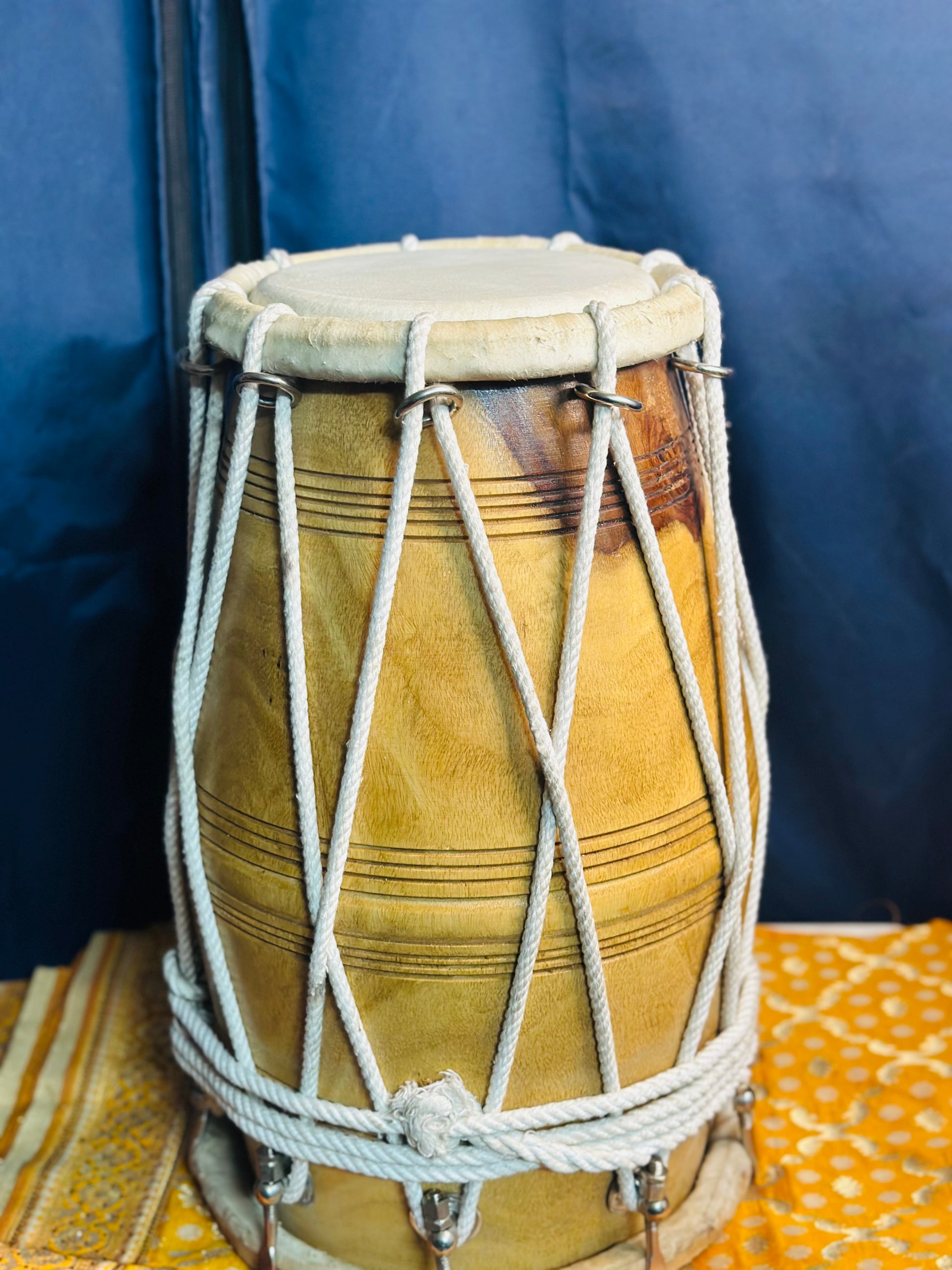 High-Quality Handmade Wooden Dholak | Natural Finish | Professional Folk Drum