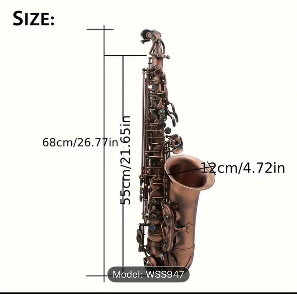 SLADE WSS947 Eb Alto Saxophone – Reddish Brown Brass, Polished Finish, Abalone Shell Keys, Case & Accessories