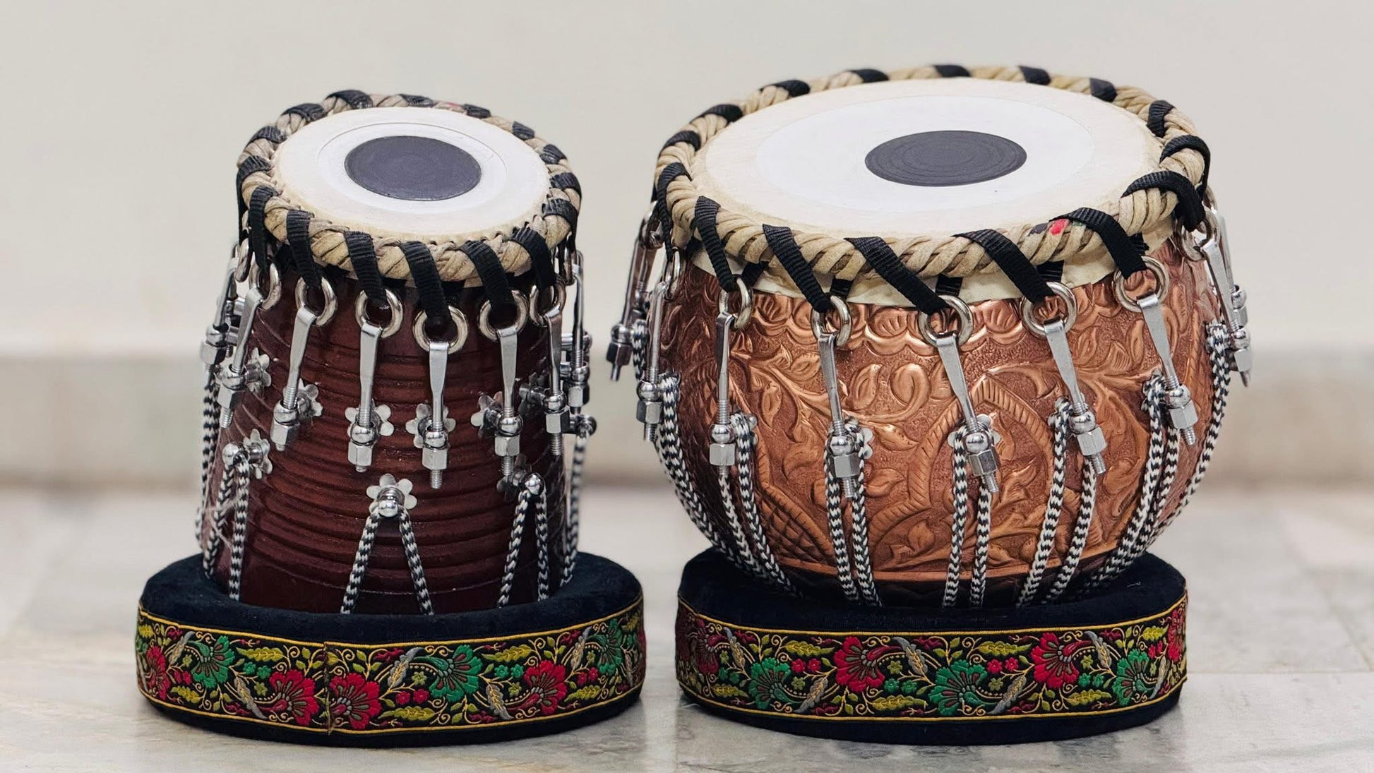 Handcrafted Brass Bayan & Wooden Dayan Tabla Set | Professional Indian Drums