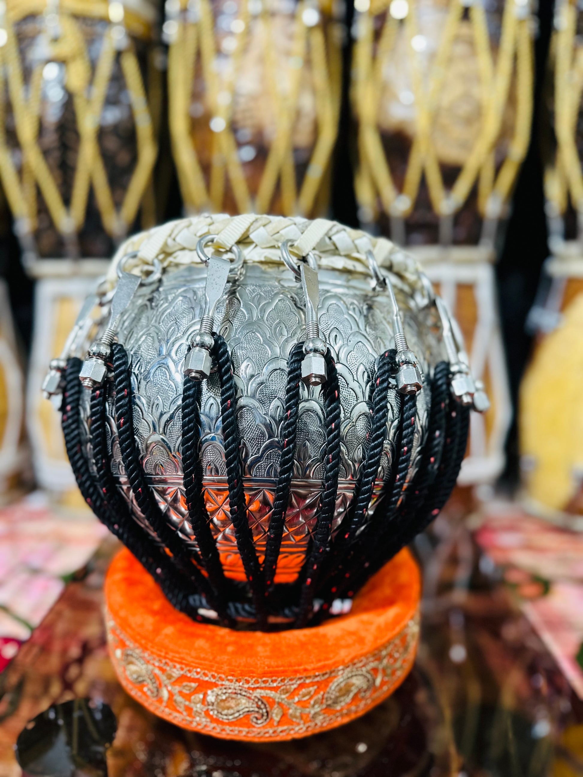 Premium Heavyweight silver designer Brass Tabla Bayan/Dagga