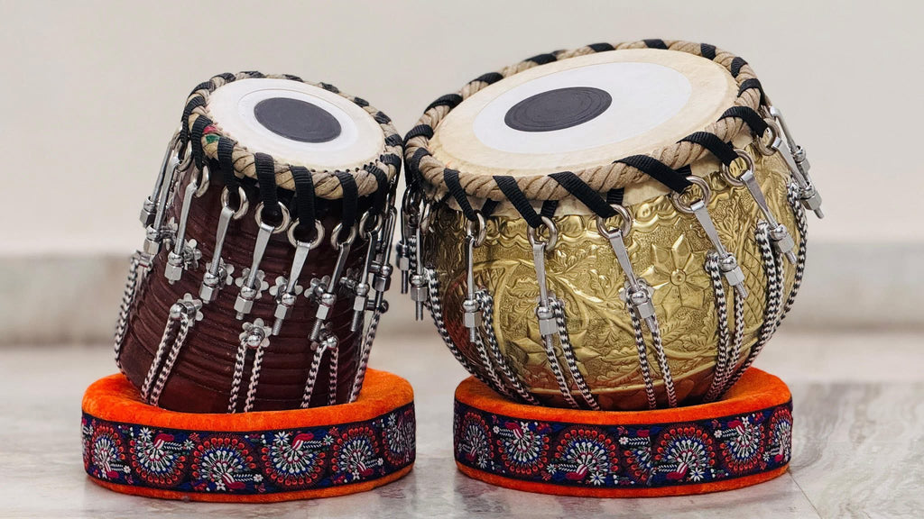 Handcrafted Brass Bayan & Wooden Dayan Tabla Set | Professional Indian Drums