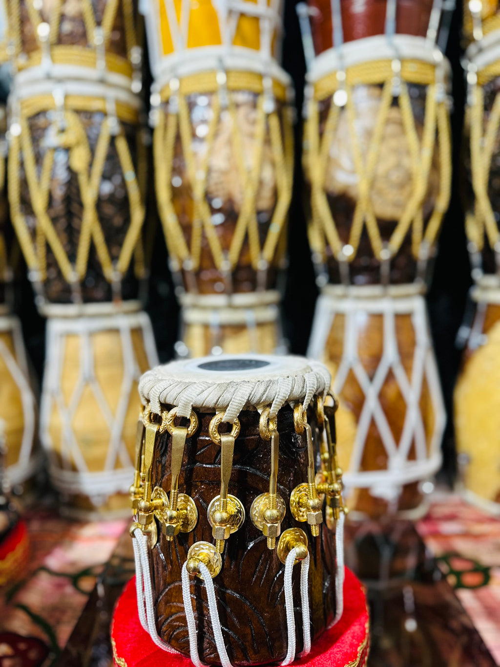 Golden 6.4kg Copper Bayan + 5.75" C#/D Red SheeshAM TABLA