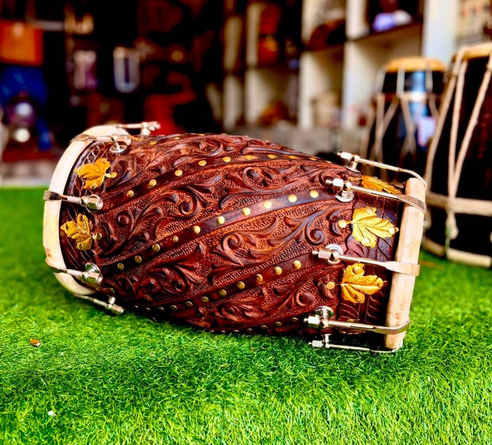 Hand Carved Premium Professional Dholak Drum – Indian Folk Percussion