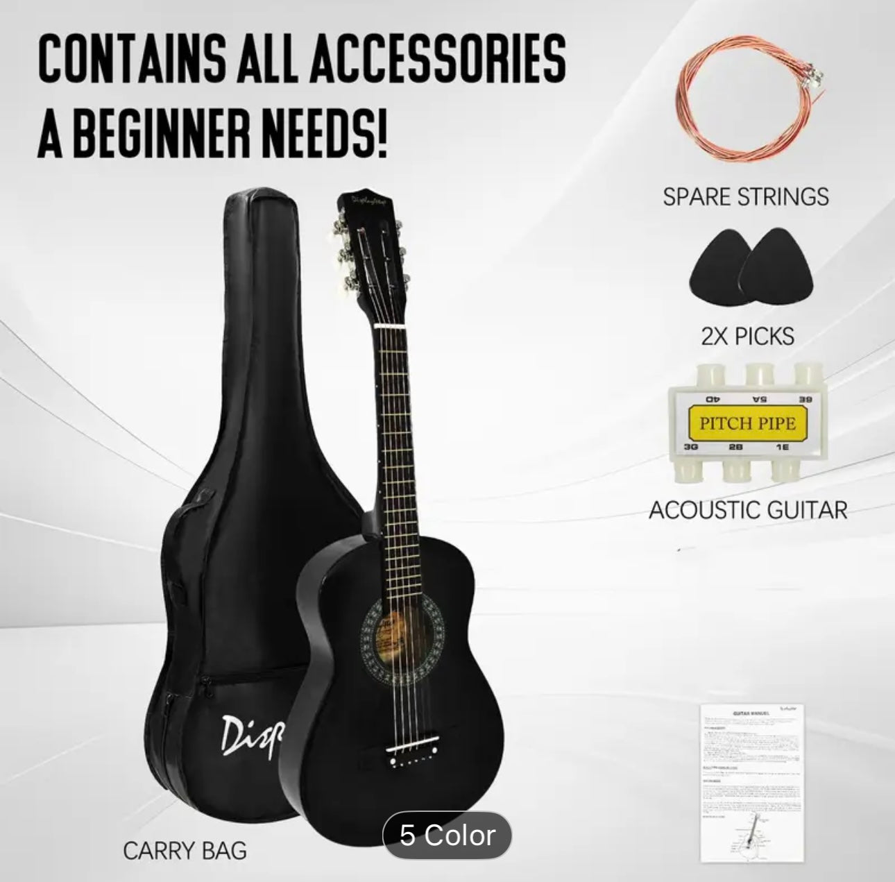 Display4top 1/4 Size Acoustic Guitar – 30” Classic Beginner Guitar for Kids, Students & Music Lovers
