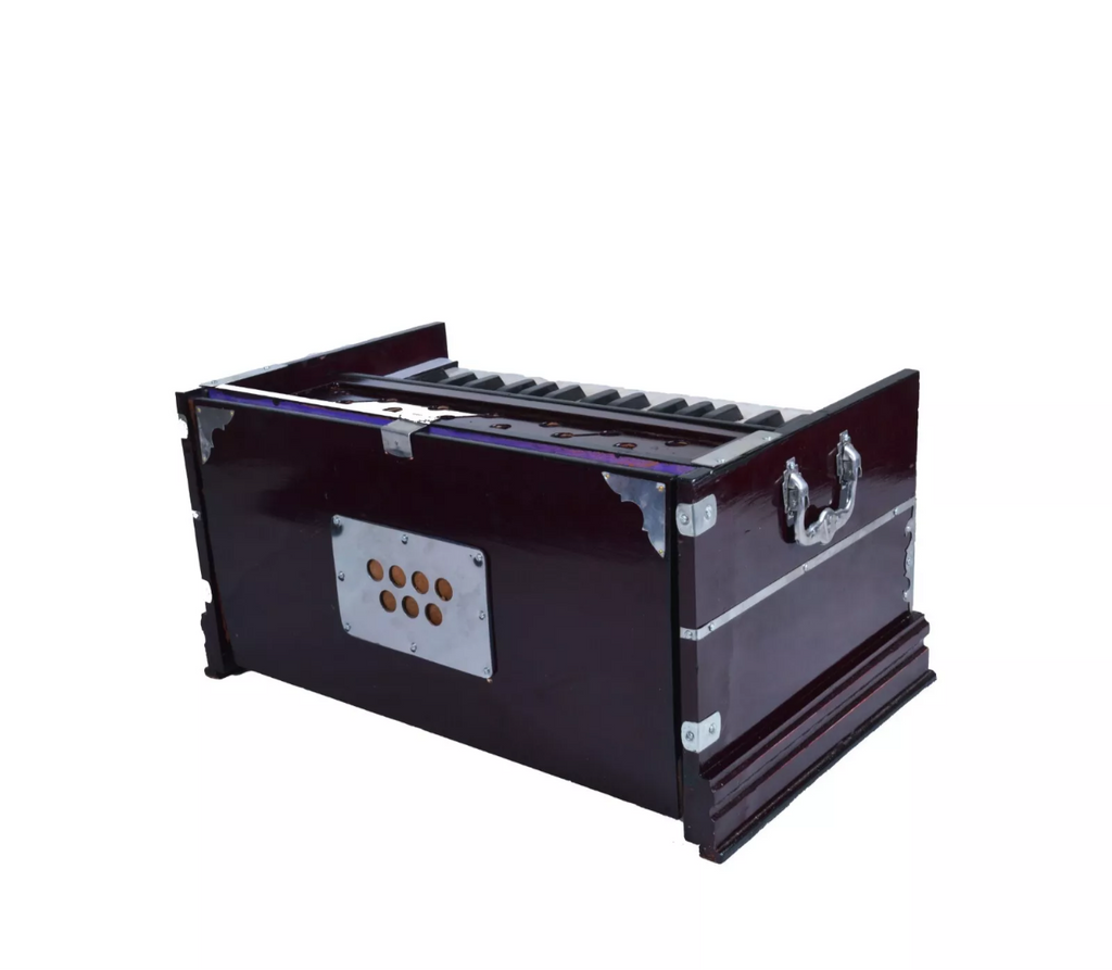 Indian Harmonium – 32 Keys, 4 Stoppers, Double Reed Kail Wood – Traditional Musical Instrument for Classical & Devotional Music