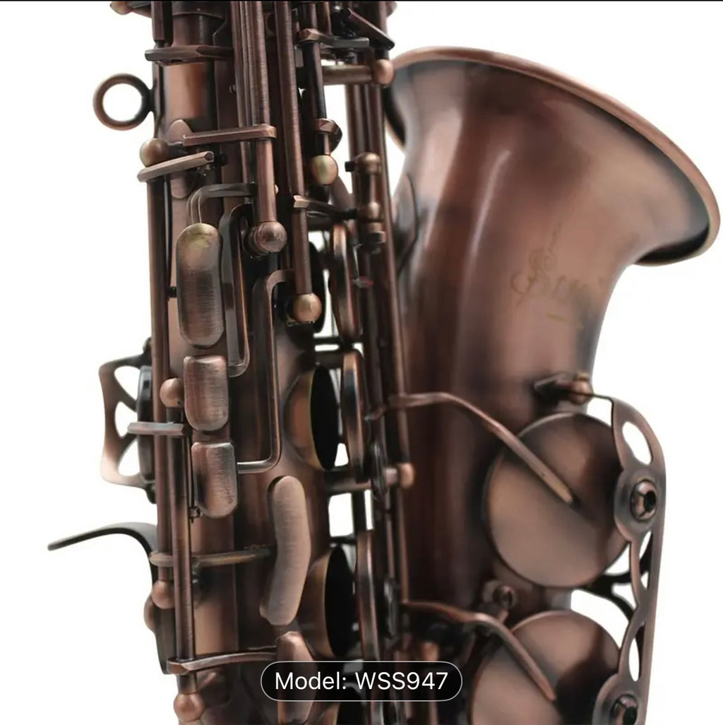 SLADE WSS947 Eb Alto Saxophone – Reddish Brown Brass, Polished Finish, Abalone Shell Keys, Case & Accessories
