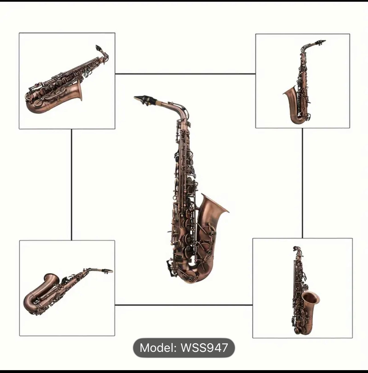 SLADE WSS947 Eb Alto Saxophone – Reddish Brown Brass, Polished Finish, Abalone Shell Keys, Case & Accessories