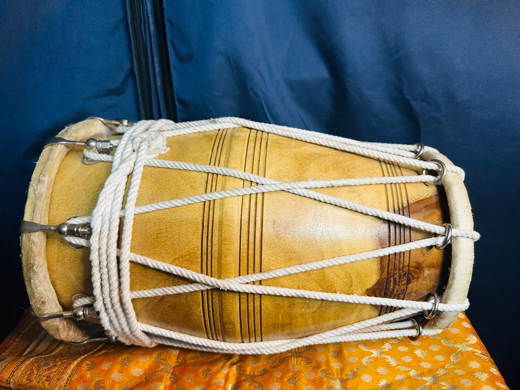 High-Quality Handmade Wooden Dholak | Natural Finish | Professional Folk Drum
