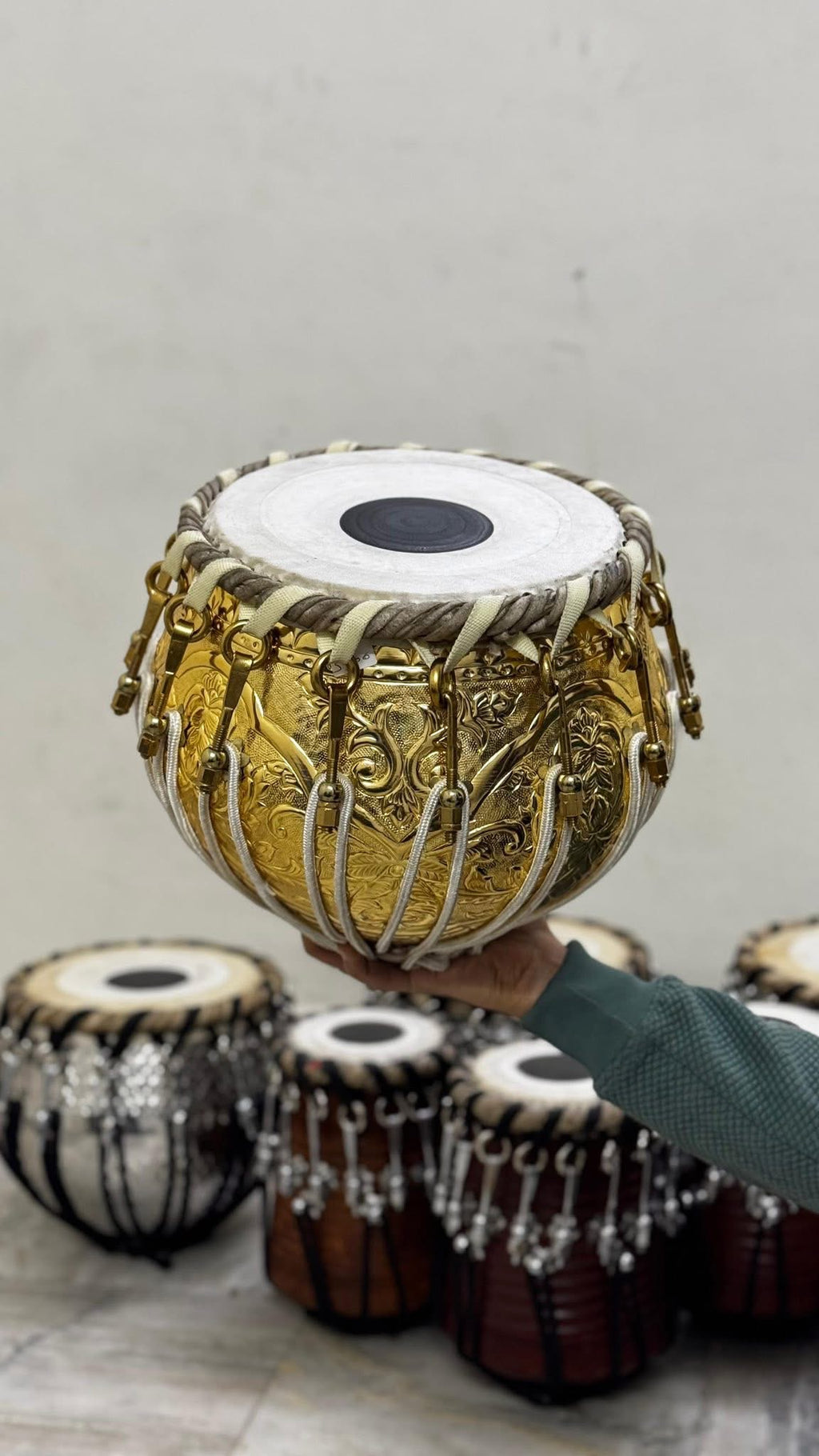 Professional premium Tabla Set – Engraved Brass Bayan & Wooden Dayan – Indian Classical Drum