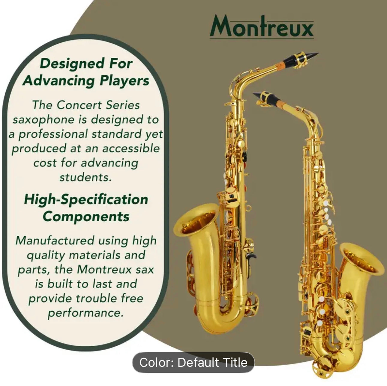 Montreux Concert Series Eb Alto Saxophone – Professional Gold-Brass, Hand-Engraved Bell, High F# Key, Deluxe Case & Mouthpiece