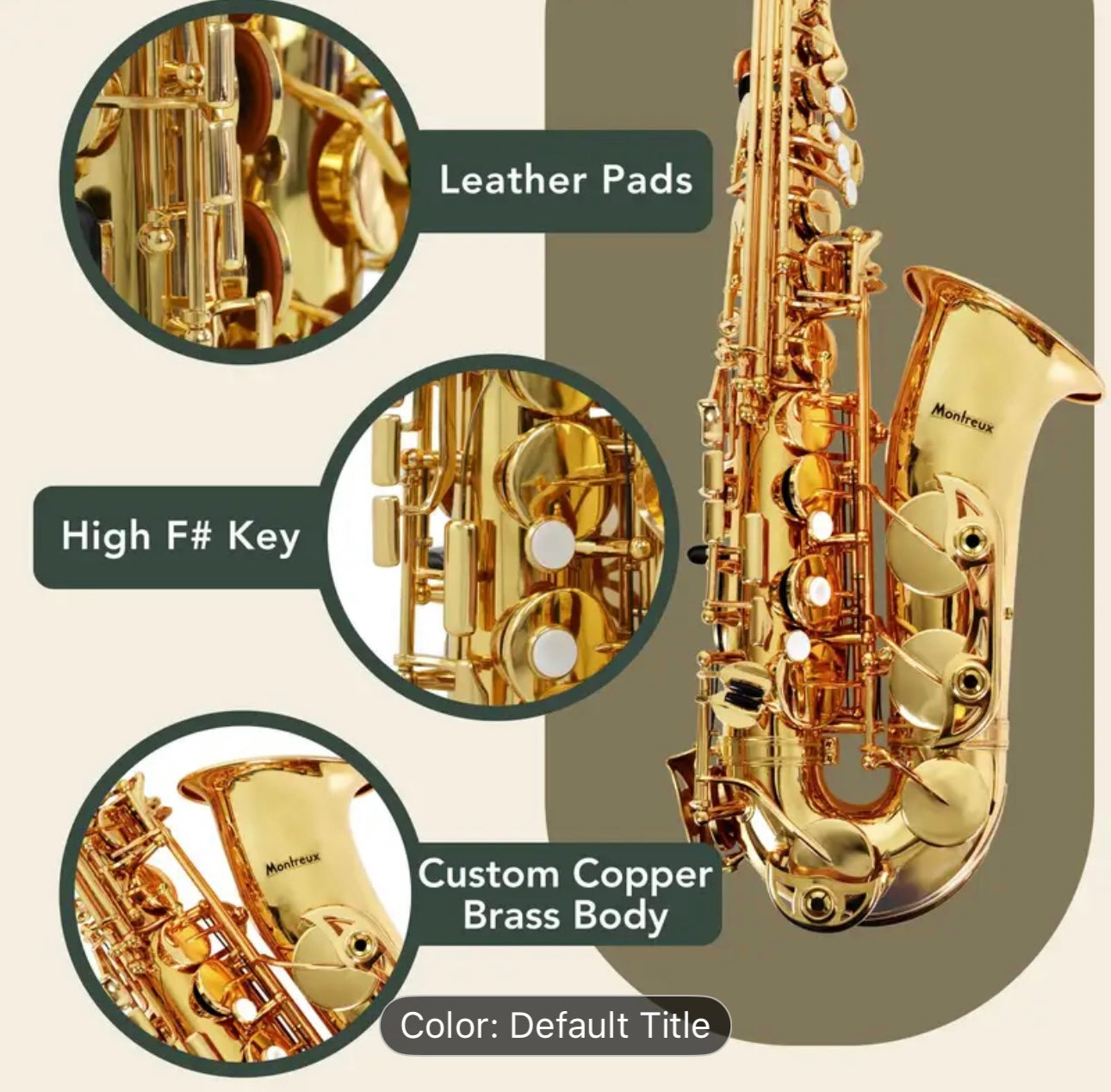Montreux Concert Series Eb Alto Saxophone – Professional Gold-Brass, Hand-Engraved Bell, High F# Key, Deluxe Case & Mouthpiece