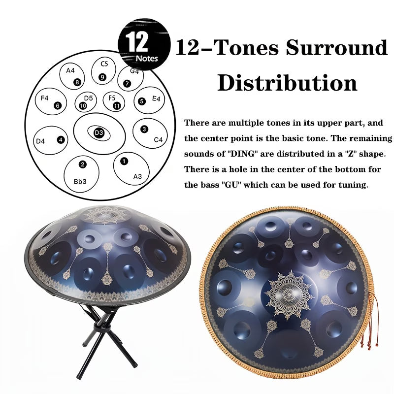 22-Inch D Minor 432Hz Handpan Drum | Sound Healing & Yoga Instrument Kit This title puts the primary keyword first and includes key differentiators like the specific scale (D Minor), frequency (432Hz), and primary use cases (sound healing and yoga).