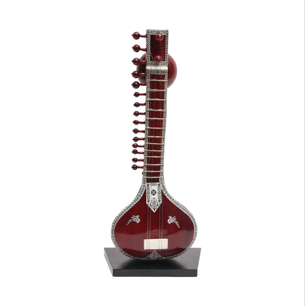 Brown Wooden Miniature Sitar – Decorative Collectible | 10 Inch Height | Handcrafted Display Piece