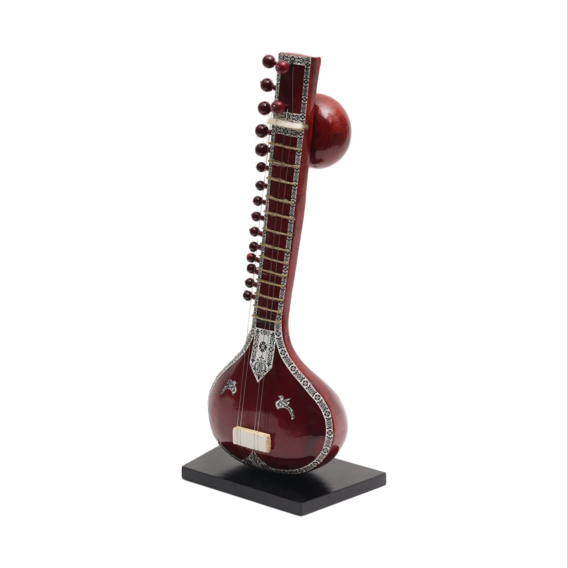 Brown Wooden Miniature Sitar – Decorative Collectible | 10 Inch Height | Handcrafted Display Piece