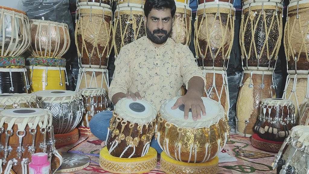 Golden 6.4kg Copper Bayan + 5.75" C#/D Red SheeshAM TABLA